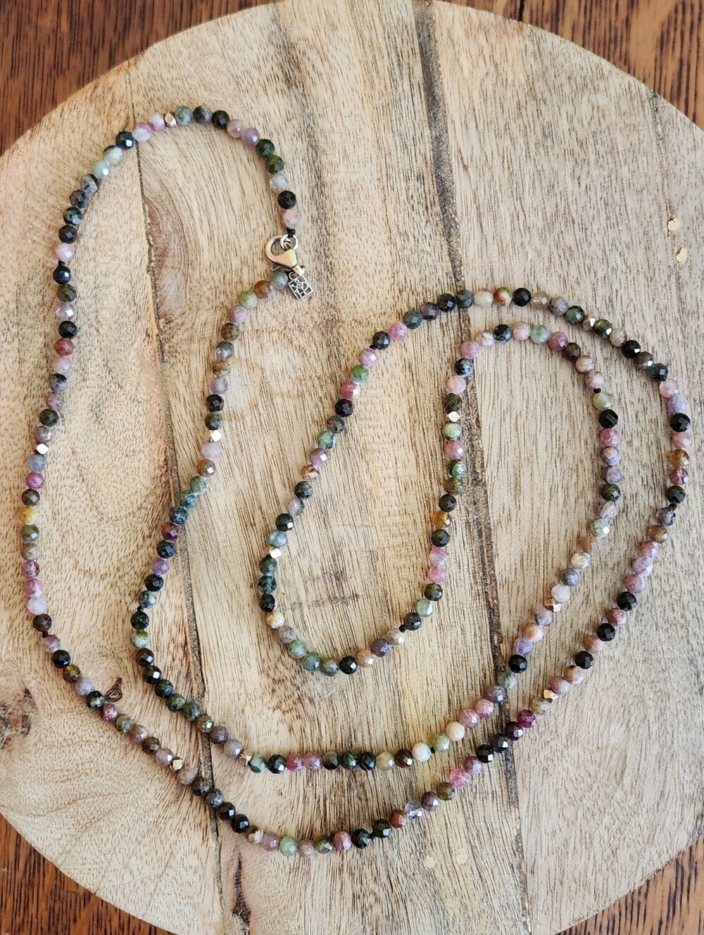 GRACE & HEART MULTI COLOR TOURMALINE FACETED BEAD LONG LAYERING NECKLACE 42" NEW